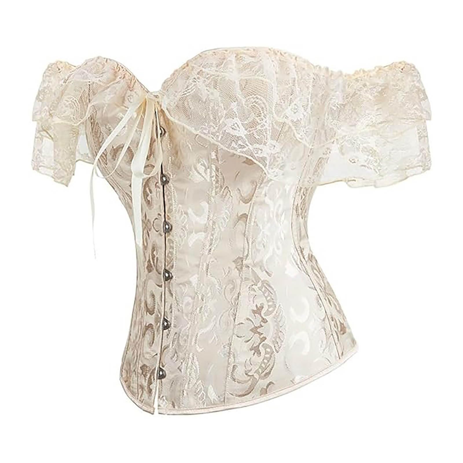 Generisch Elegante corsetto in broccato con maniche ad aletta, da donna