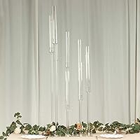 Vista 9 de Efavormart - Candelabro de acrílico transparente con 9 brazos, soporte para velas con base cuadrada, 4 pies de alto