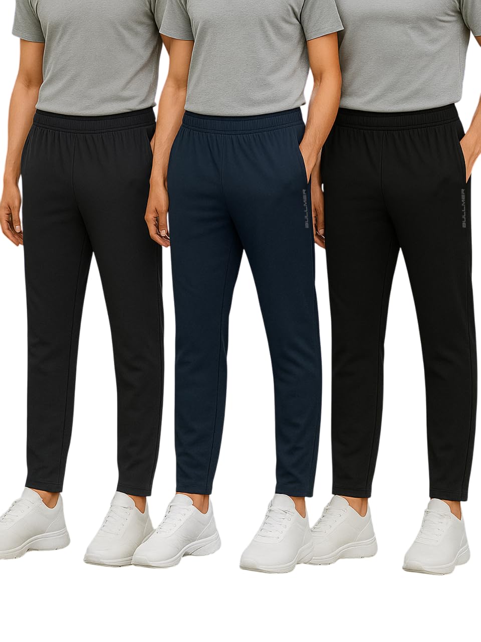 BULLMER Trendy Solid Cotton Blend Regular Fit Trackpant for Men | Mid-Rise Trackpant for Men - Pack of three