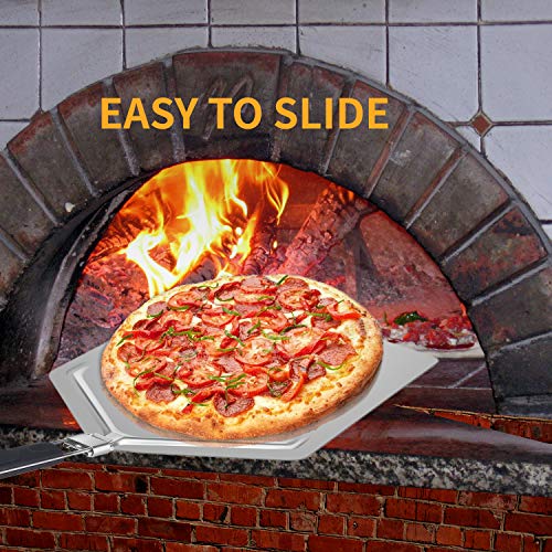 Large Pizza Peel 16 inch | DWTS Pizza Peel Extra Large Pizza Paddle Stainless Steel with Folding Handle for Indoor and Outdoor Pizza Oven.