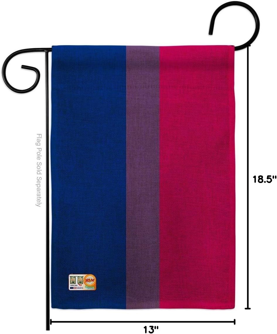 Bisexual Burlap Garden Flag Support Pride Rainbow Love LGBT Gay Pansexual Transgender Small Decorative Gift Yard House Banner Double-Sided Made In USA 13 X 18.5