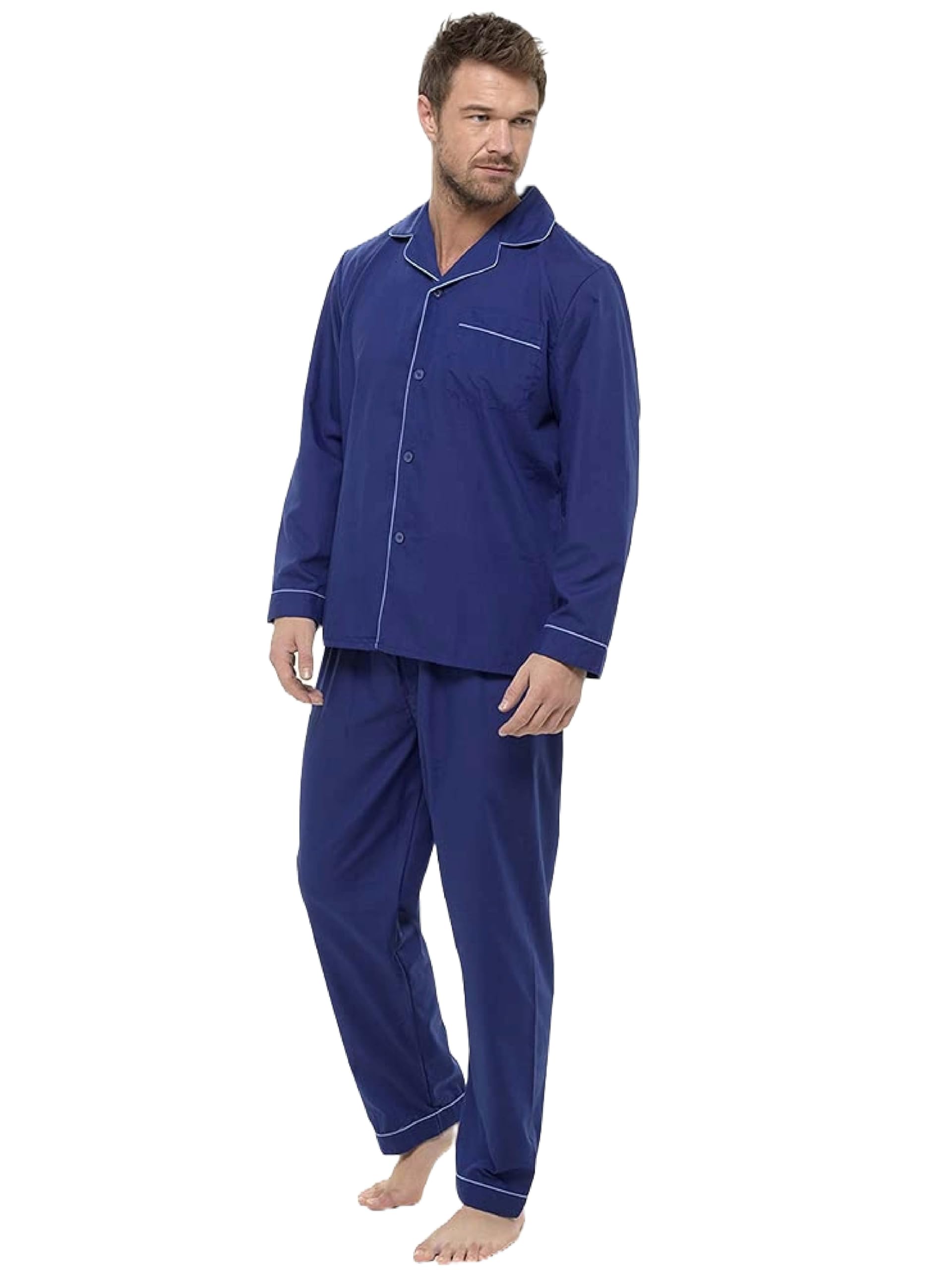 Men's Pyjama Set Traditional Classic Cut Pyjamas Sets Cotton Loungewear Sleepwear Nightwear Pj's