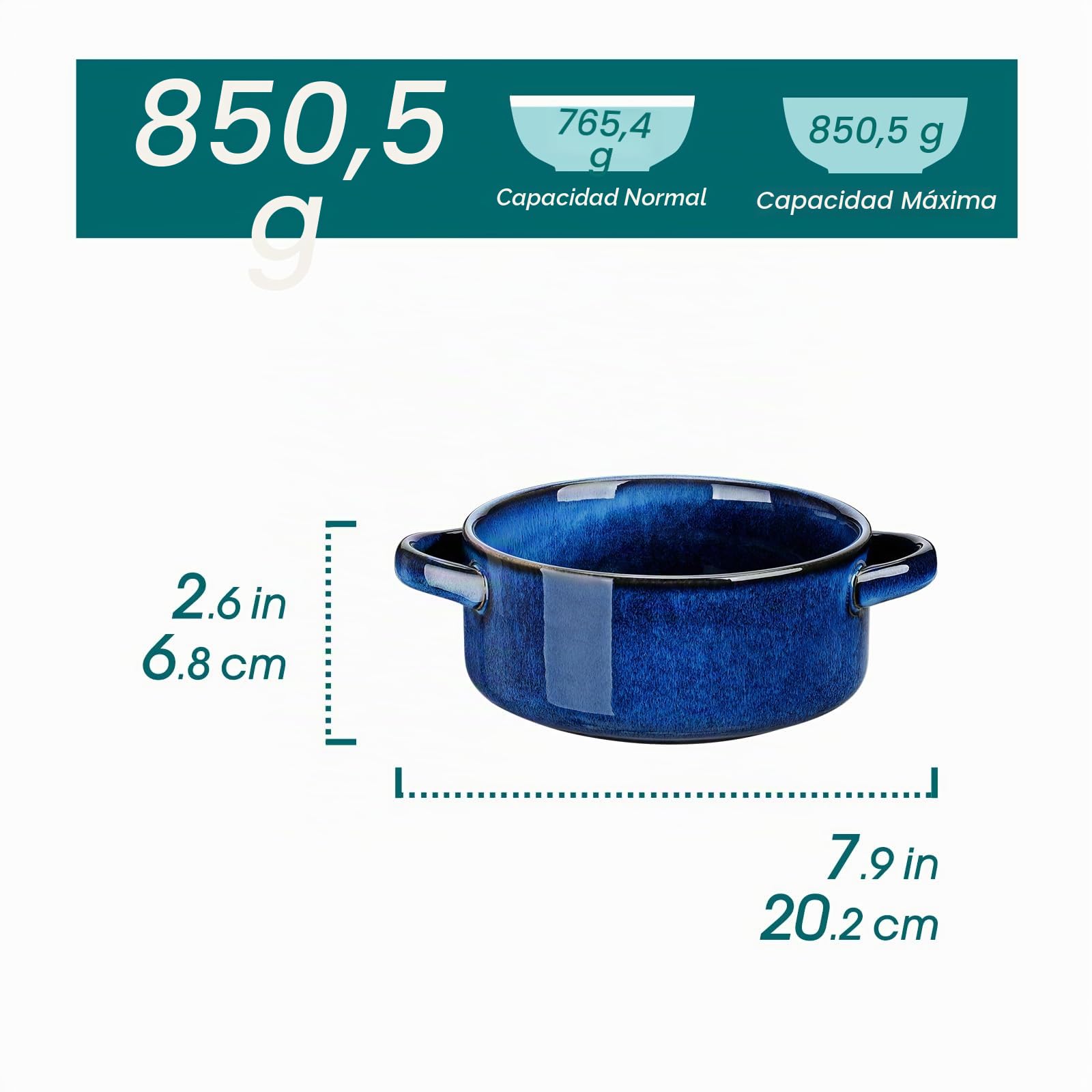 vancasso STARRY Cuencos de Sopa con Asas, Cuencos Soperos de Cebolla de Gres, Juego de Cuencos de 30 Oz para Cereales, Pasta, Chile, Guiso, Apto para Horno, Microondas, Lavavajillas, Juego de 4