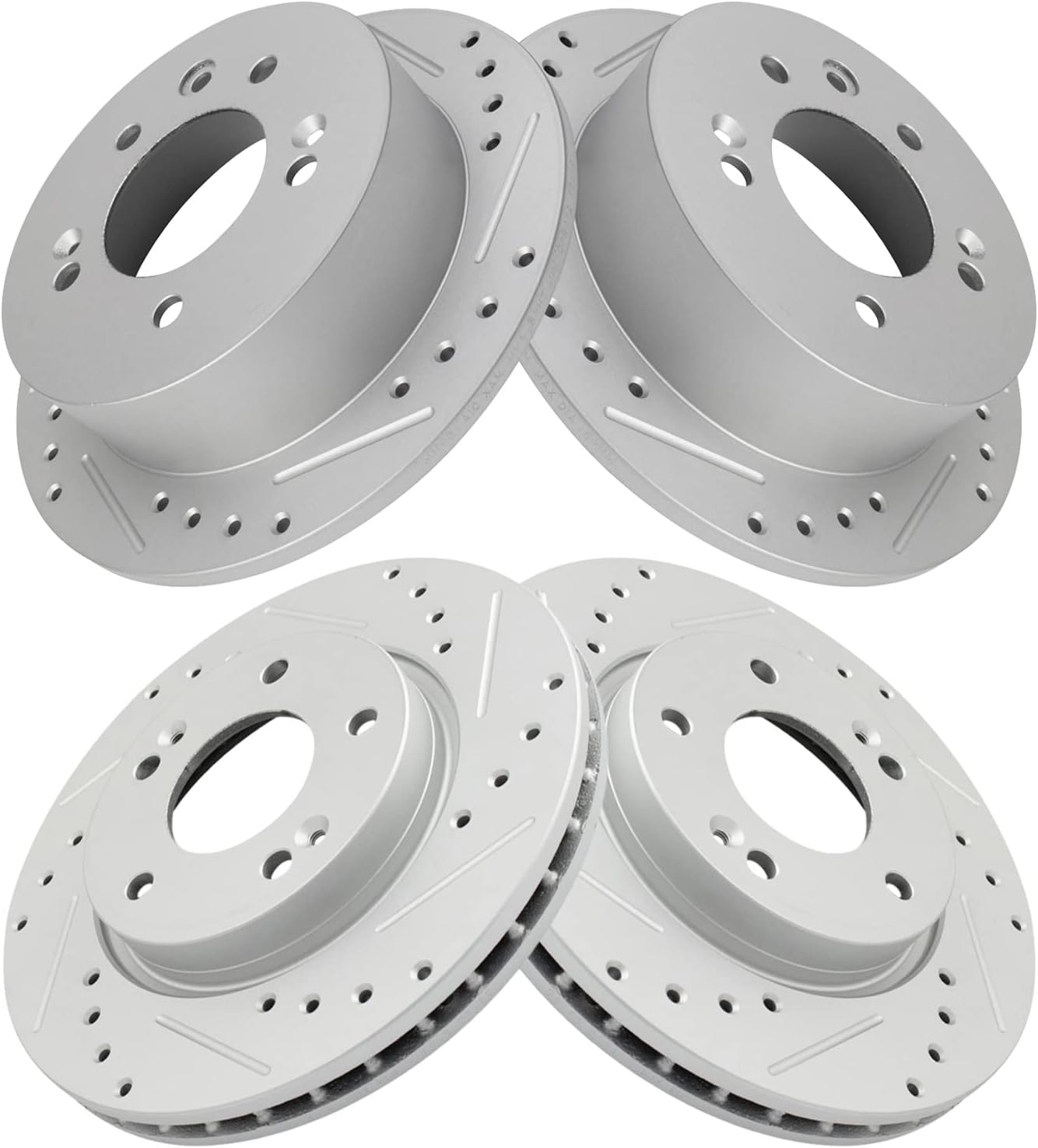 TRQ Front and Rear Brake Rotor Set G Coated Drilled and Slotted Compatible with 2007-2010 Hyundai Elantra