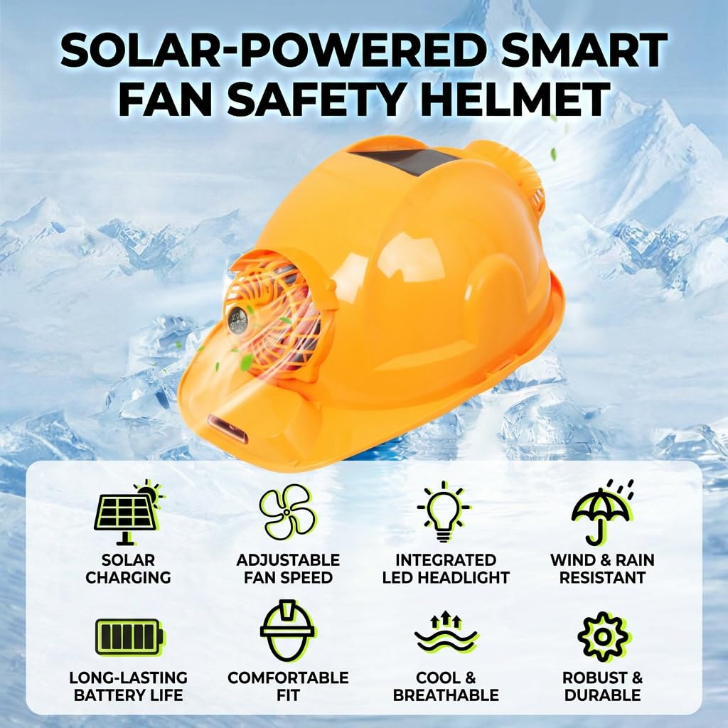 Casco de Obra Ventilado Solar y USB con 4 Velocidades, Sombrero de Seguridad Impermeable con Luz LED, Enfriamiento Rápido para Trabajos al Aire Libre