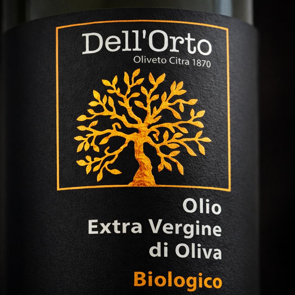 Dell'Orto USDA Organic Extra Virgin Olive Oil (500ml) | Gold Medalist NYIOOC 2025 | Sustainably Farmed, Cold Pressed Italian Olive Oil | Harvest Date, Dark Glass Bottle | 16.9 fl oz