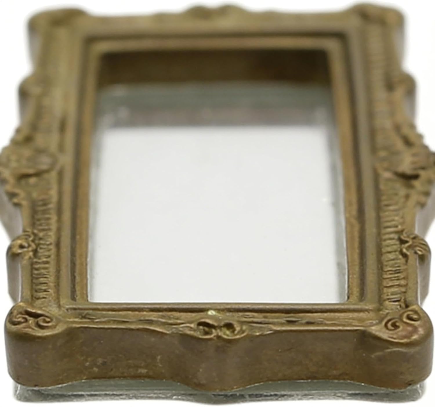 Antique Toy House Mirror, Resin Mini Mirror, 1.65x0.98x0.24 Inches Decorative Toy House Mirrors with Material, Craft Furniture Mirrors with Elegant Design, Wall Tabletop Bedroom Vanity Use