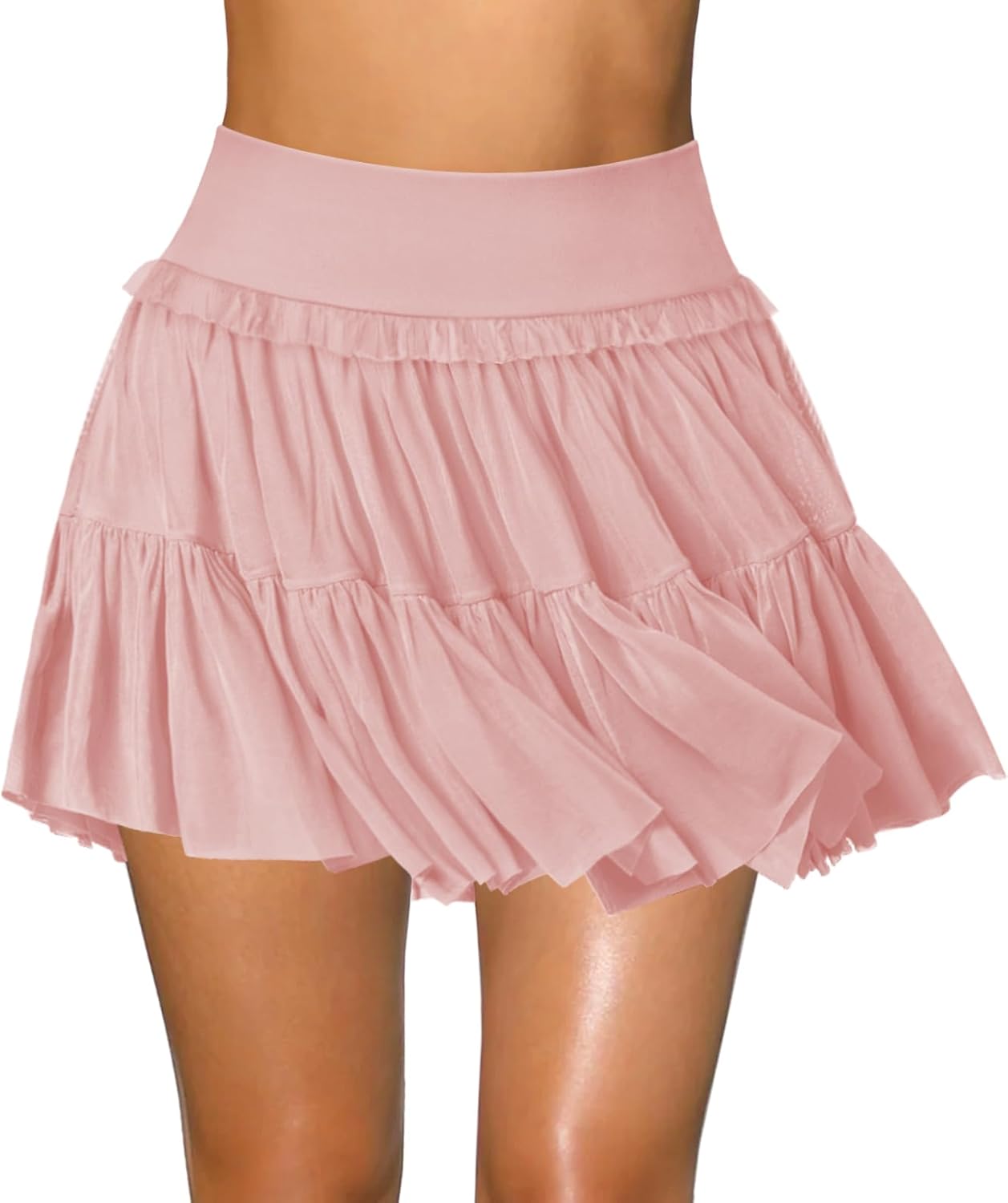 Women's Pleated Flowy Ruffle Tennis Skirt Skort for Women High Waisted Mini Athletic Golf Skirt with Shorts Pocket