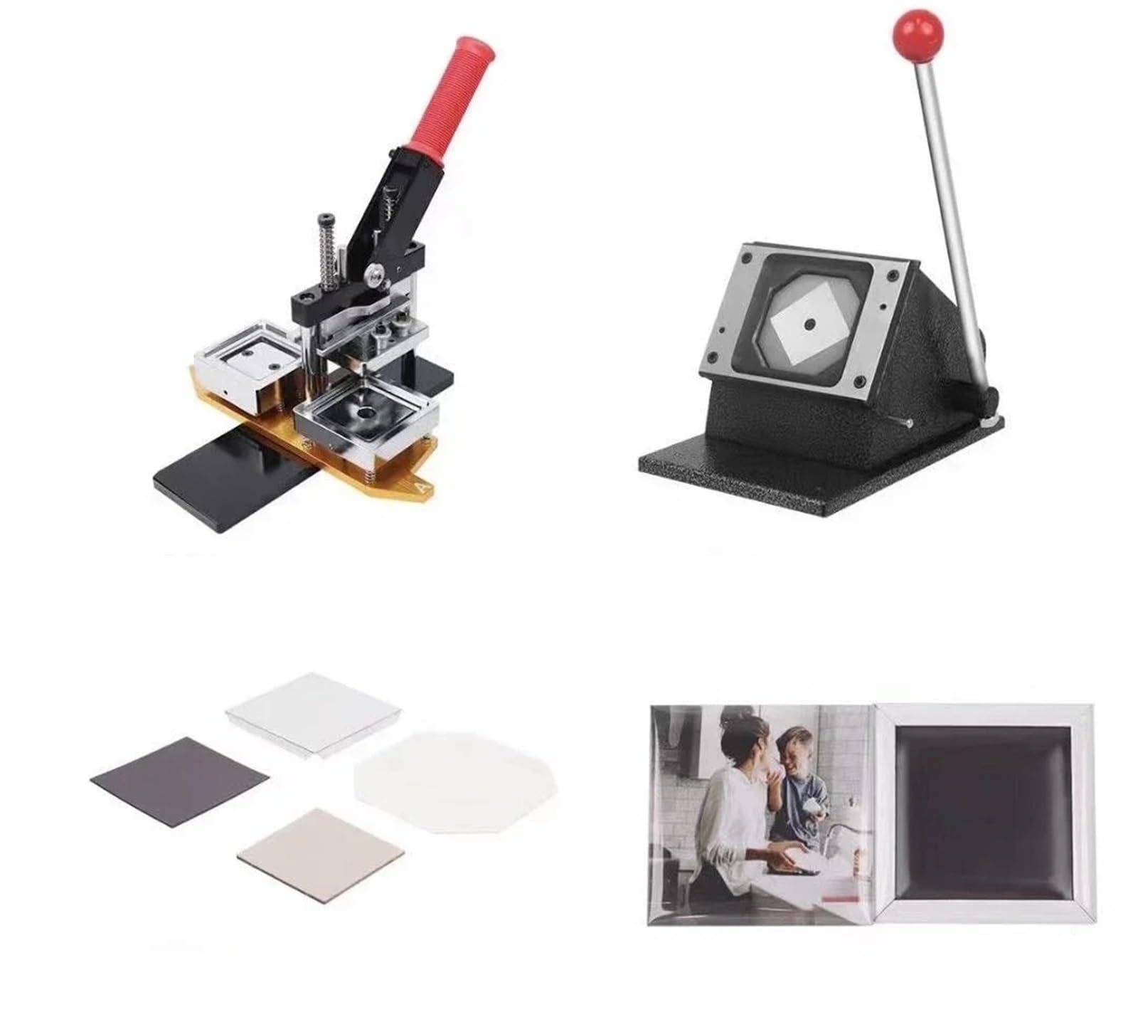 Badges Machine 63,5 * 63,5 mm Kształt prostokąta Niestandardowe zdjęcie Magnes Do lodówkę Przycisk Maker Zestaw maszynowy Photo Magnet Machine(Full set)