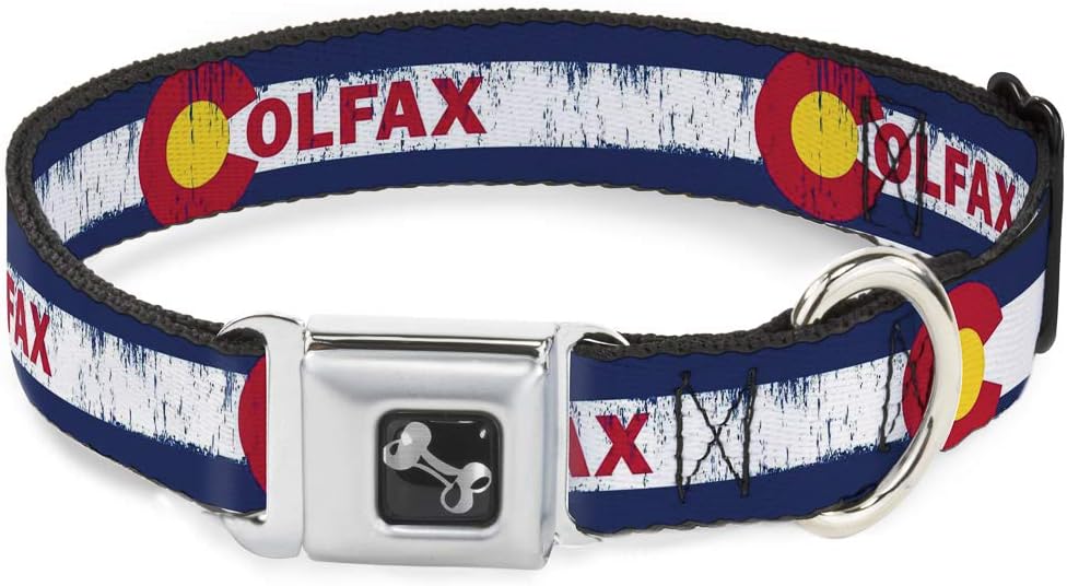 Buckle-Down 15-26" Colfax Colorado Flag Weathered Dog Collar Bone, Large