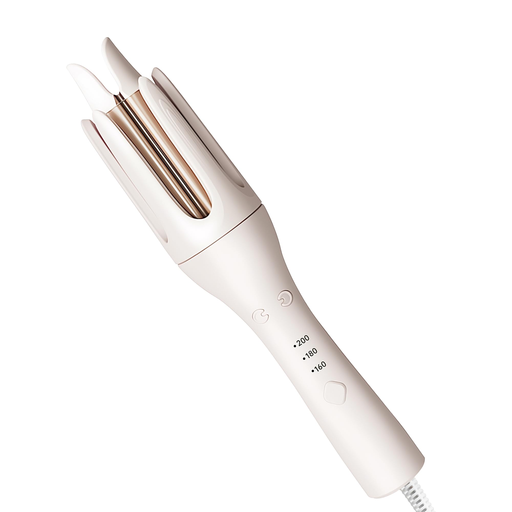 Beauty7 Automatic Curling Iron, Auto Hair Curler with 3 Temperature, Fast Heating, Anti-Scald, Anti-Tangle Rotating, Automatic Shut-Off for Hair Styling White, Lightweight for Travel