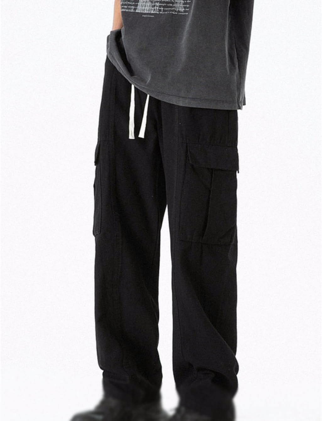 [lsjdln] カーゴパンツ メンズ ゆったり ロング丈 無地 ストレートパンツ おしゃれ 春夏服 春物 大きいサイズ アプリコッ