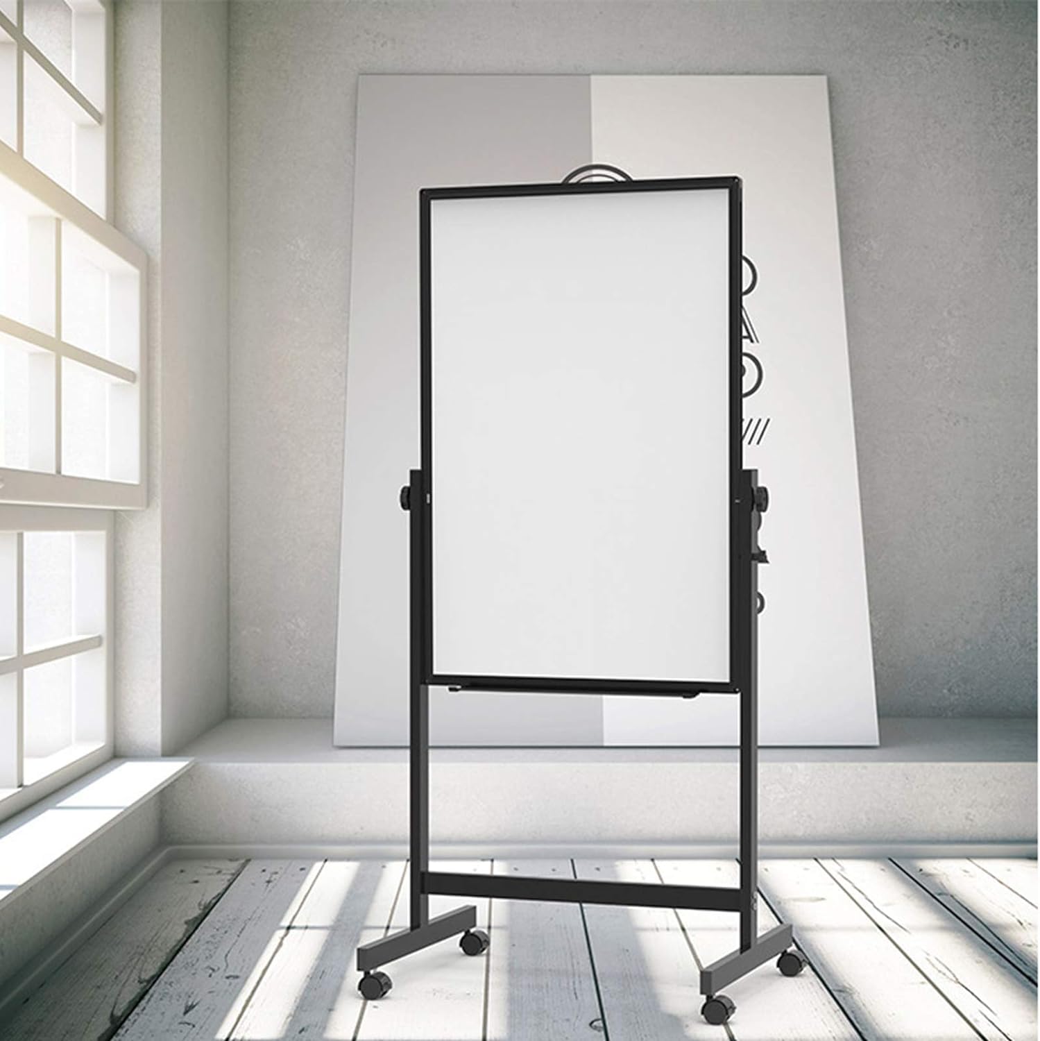 tablica mobilna magnetyczna dwustronna 360° odwracalna tablica suchościeralna stojąca sztaluga zwijana biała tablica - do domowego biura w klasie 60X90CM