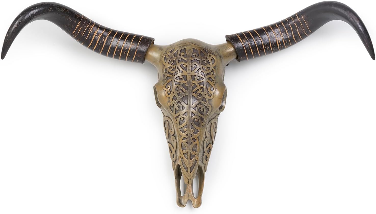 Large Western Resin Cow Skull Wall Decor, 29x17 Inch, Rustic Home Decor, Antique Bronze Finish, Housewarming