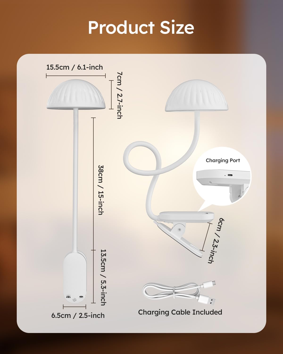 Lampe à Pince Rechargeable, Lampe de Table Sans Fil avec Commande Tactile, Lumière d'Ambiance RVB et Lampe de Lecture Dimmable de 3000K à 6000K pour Table, Lit et Tête de Lit