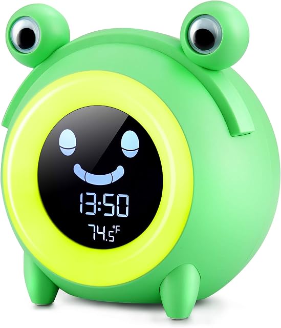 YISUN Kids Alarm Clock, Children Sleep Training Alarm Clock, Wake Up Light Digital Clock Sleep Trainer Night Light Sound Machine Nap Timer Snooze Funtion with 5 Colors Changing Night Light Boys Girls