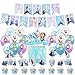 Hilloly Princesse Anniversaire Décoration Filles 34Pcs Princesse Décoration de Fête Congelée Bannière d'anniversaire Décorations Gâteaux Frozen Ballon pour Filles Anniversaire