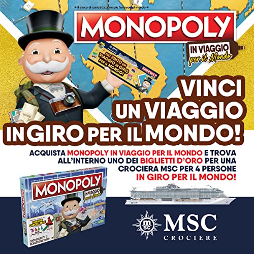 Monopoly en Voyage à Travers Le Monde, Jeu de société pour Les familles et Les Enfants à partir de 8 Ans, avec pions à Timbre et Tableau effaçable – Image 7