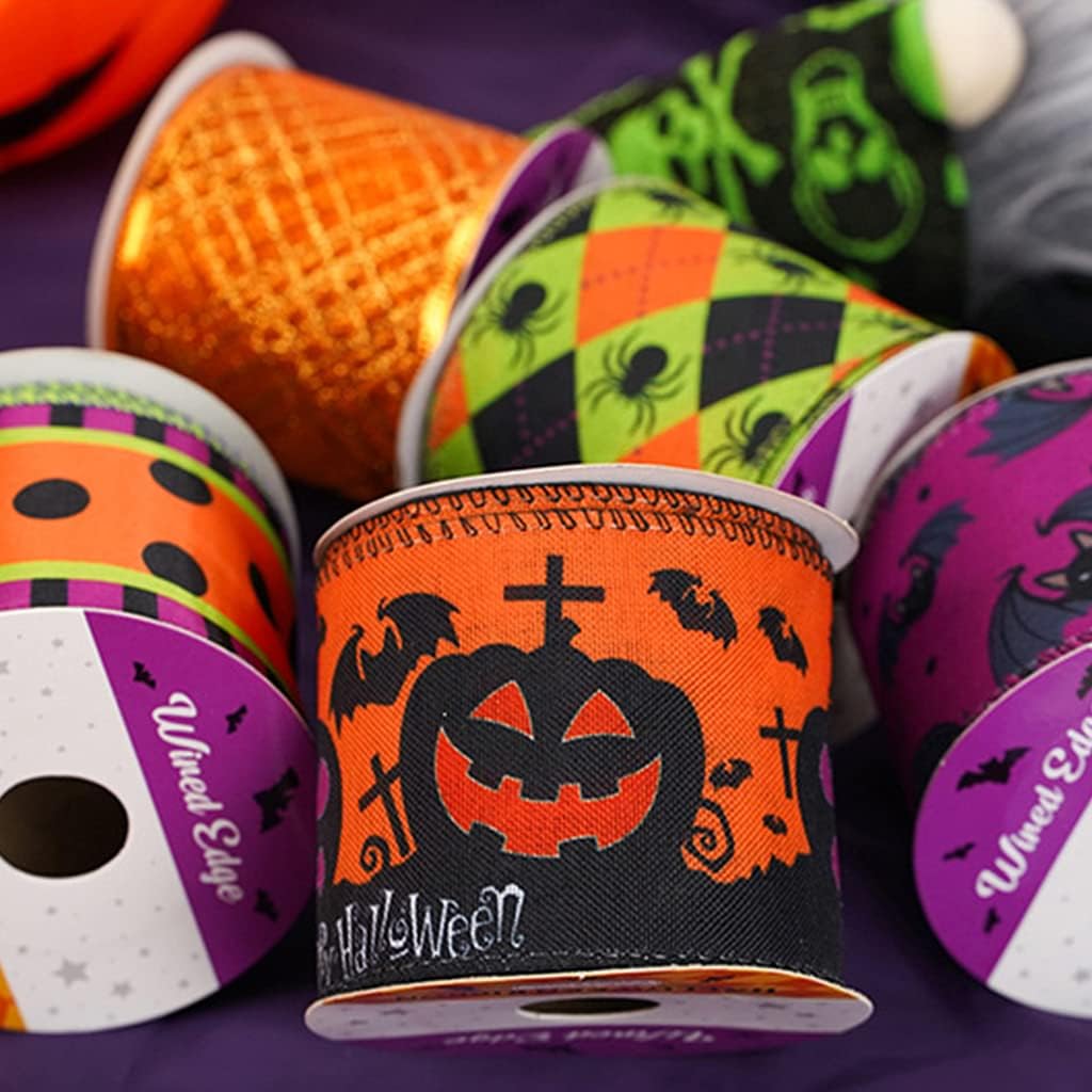Hair Bows Ribbon Halloween Pumpkins Ribbon Printed Grosgrain Ribbons Ribbon Gift Wrapping Hair Ribbon Handmade