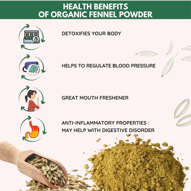 Image of Pure Tree Certified Organic Saunf Powder | 60 g | Glass Jar | Fennel Seed Powder | Variyali, Sompu Powder | Gluten Free & Flavourful