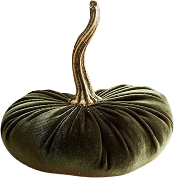 Velvet Pumpkins Decoration, Handmade Stuffed Pumpkins Home Decor, Fall Halloween Thanksgiving Pumpkin Centerpiece, Rustic Velvet Pumpkin Fall Wedding Decor Green, S