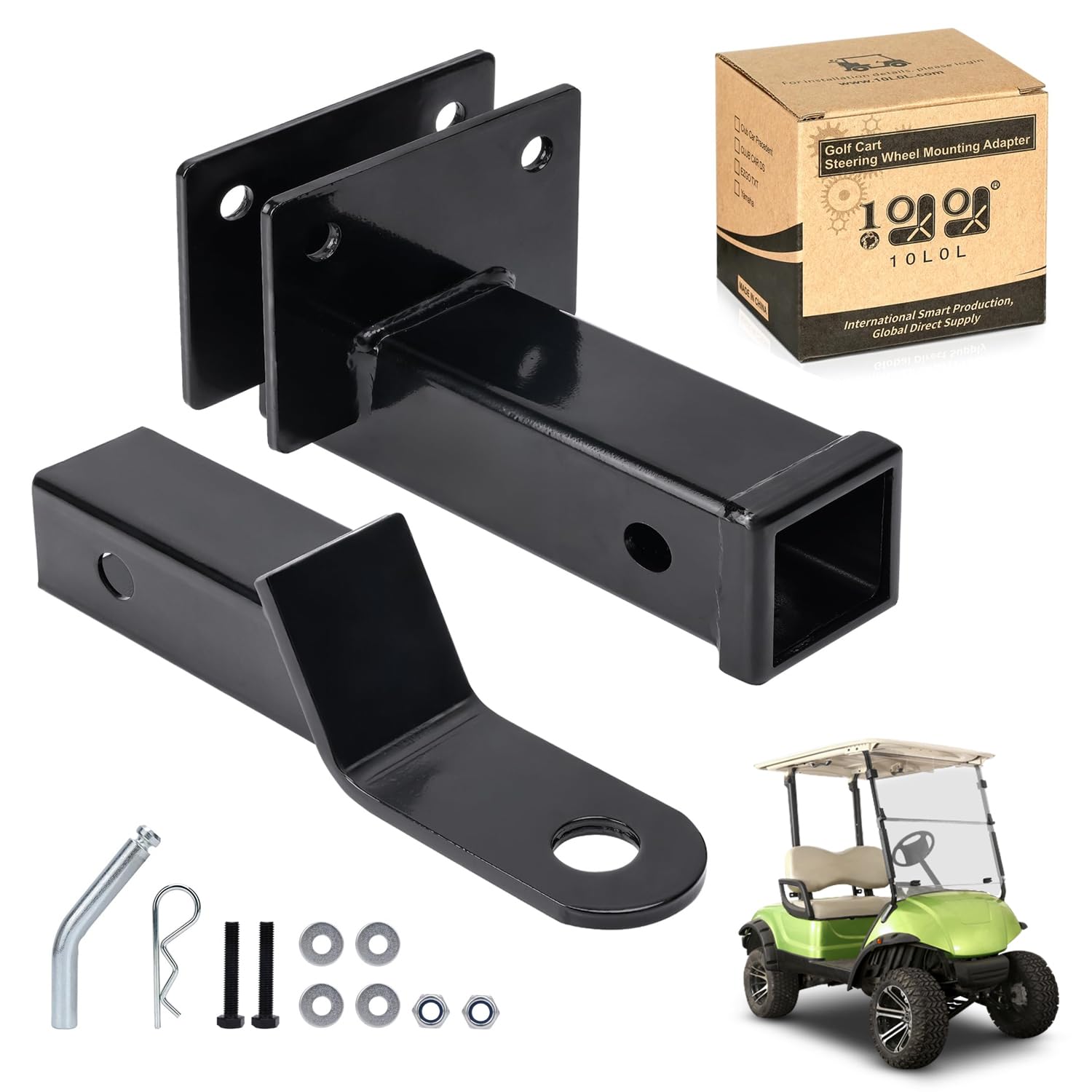 Photo 1 of 10L0L Golf Cart Rear Trailer Hitch Receiver for Yamaha G29 Drive 2007-2016 - Heavy Duty Towing Hitch with 2 Receiver Hooks, Bolt-On No Drilling