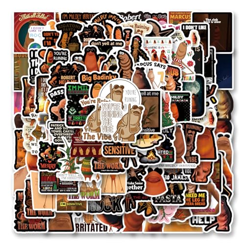 110Pcs Marcus The Worm Stickers Funny Marcus The Worm Decal Merch Scrapbook Sticker Waterproof Vinyl for Laptop, Water Bottle, Skateboard, Scrapbooking, Party Favors