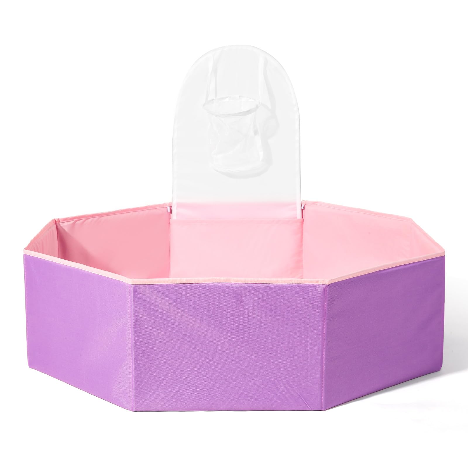 Foldable Ball Pit for Toddlers Large Soft Indoor Outdoor Pop Up Baby Kids Infant Ballpit Big Collapsible Puppy Dog Cat Pits with Basketball Hoop (