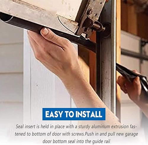 Miniatura 6 de Sello de goma universal para puerta de garaje, resistente a la intemperie, con kit de base de retención de pistas de aluminio preperforado, goma