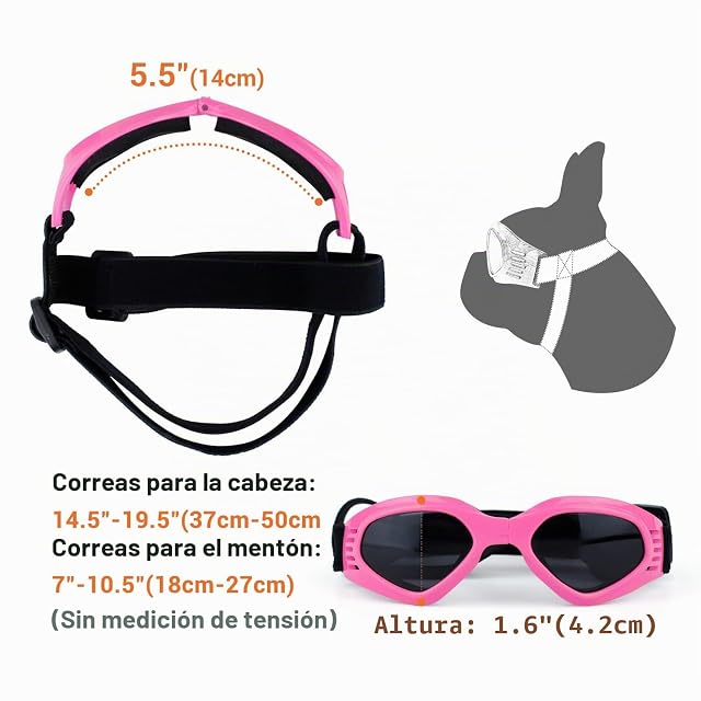 Foto 5 de 7 de Pet Leso Doggles - Gafas de Sol con diseño de Perro Perrito, Resistentes al Viento, Color Rosa