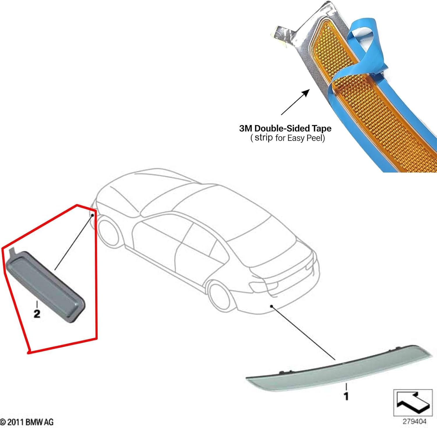Side Marker Reflectors for 09-15 BMW 7" F01 F02 Fit 730d 730i 730Li 730Ld 740d 740i 740Li 750i 750Li 760Li Alpina Hybrid 7 B7 2009 2010 2011 2012 2013 2014 2015 Front bumper