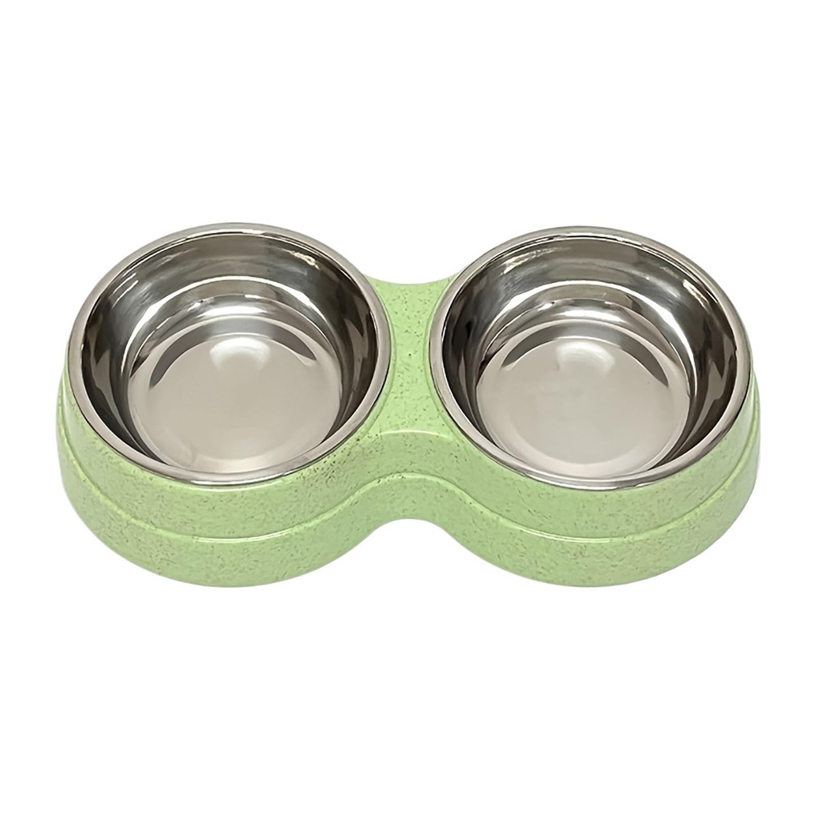 Gamelle double en acier inoxydable pour chiens et chats - Écuelle verte eau et nourriture