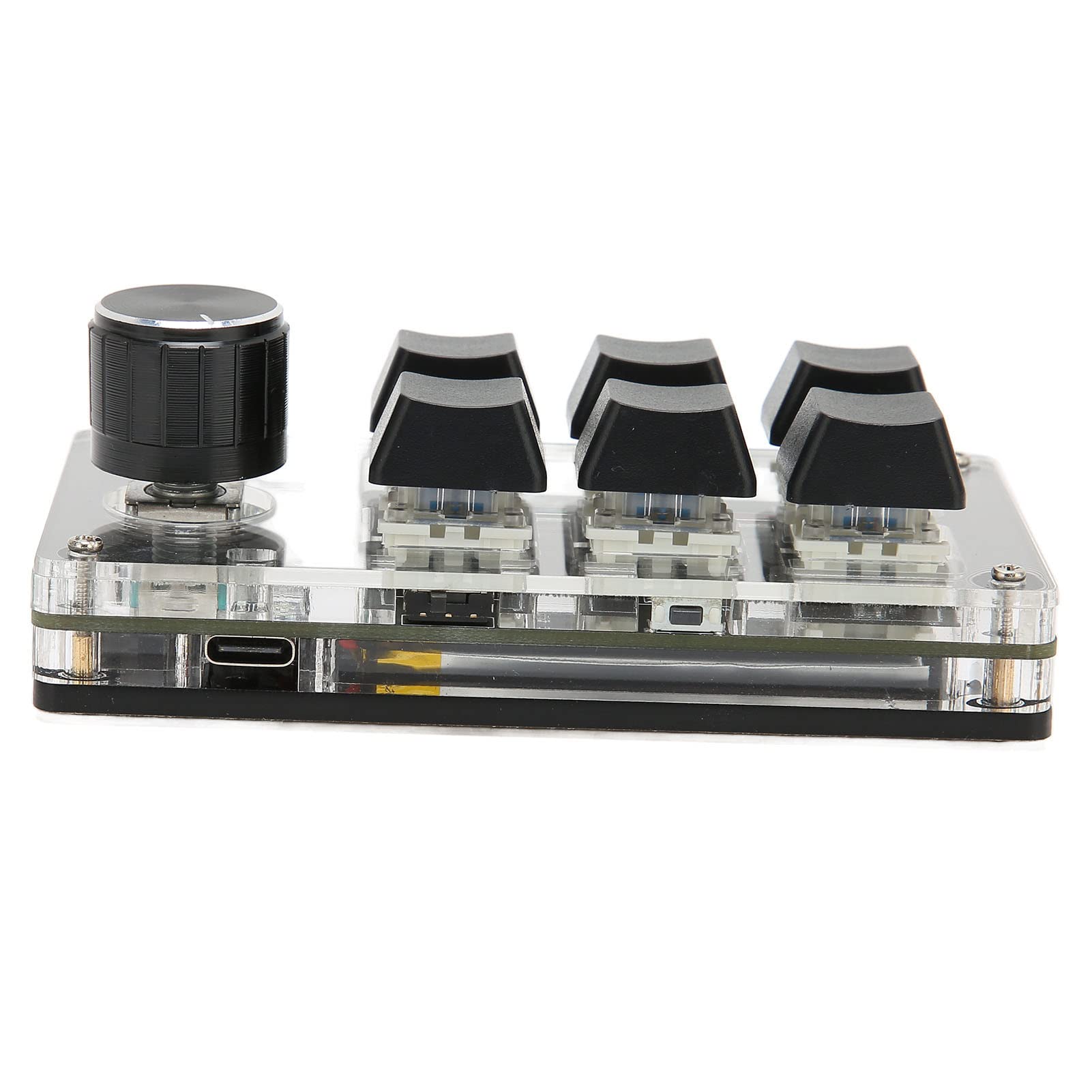 Tastiera Macro Programmabile Meccanica 6 Tasti Con Manopola Tastiera Da Gioco Piccola 12.0×.0×5.0 Cm Modalità USB Adatta Per Ufficio Musica Media Controllo Industriale