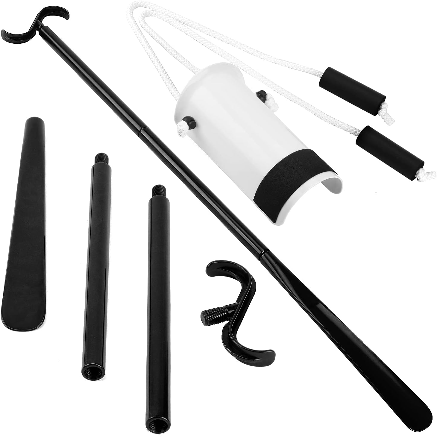 supregear4 in 1 Premium Sock Aid Kit, Adjustable Sock Slider Helper Stocking Aid Kit Sock Remover Shoe Helper with Long Handle Shoe Horn Dressing Stick for Women Men Senior Pregnant, Easy on Easy off
