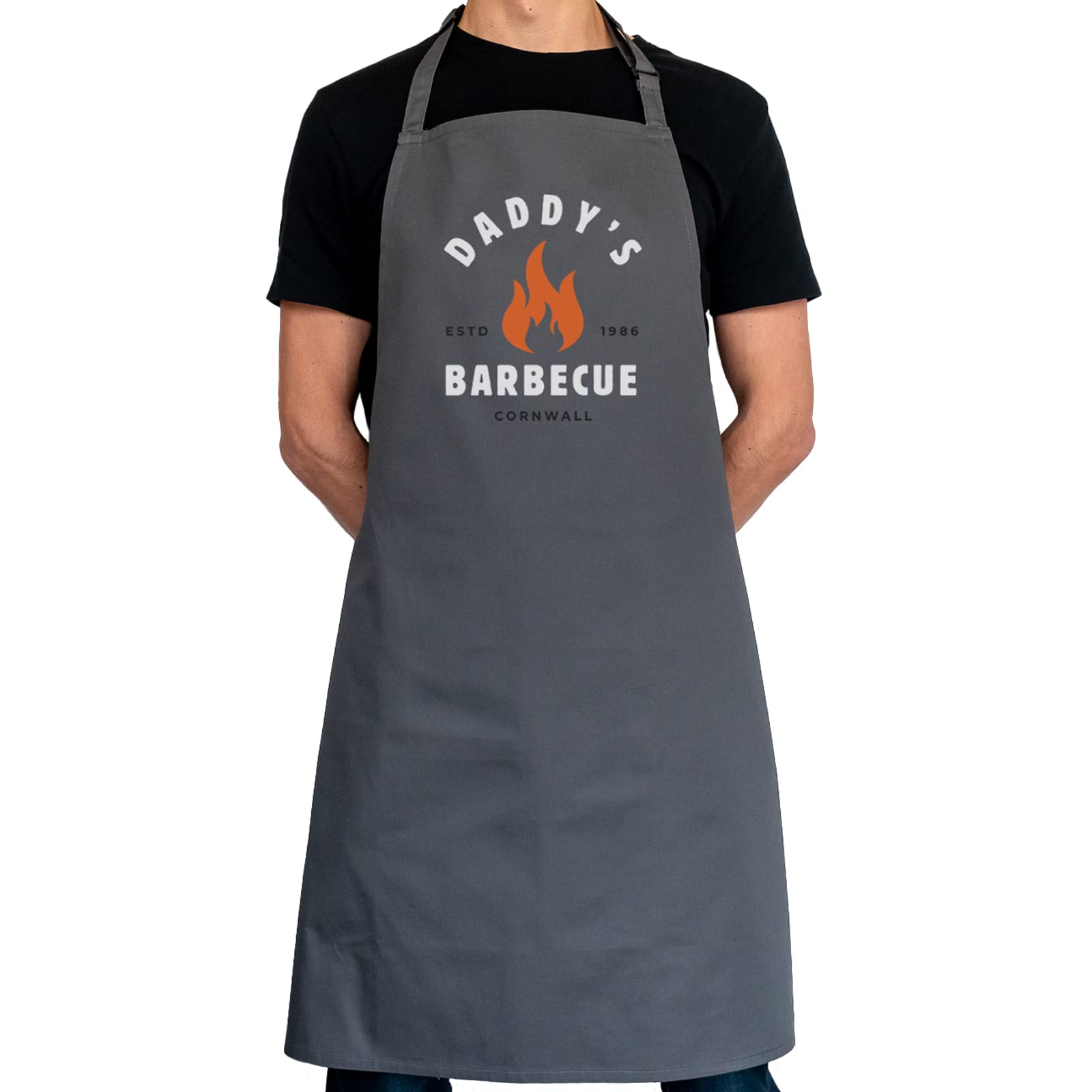 Stickerscape Personalised BBQ Apron (Kettle Barbecue - Grey) | Kettle Barbecue Adults Apron for Men | Gifts for Fathers Day, Birthday or Christmas | BBQ Accessories for Dad