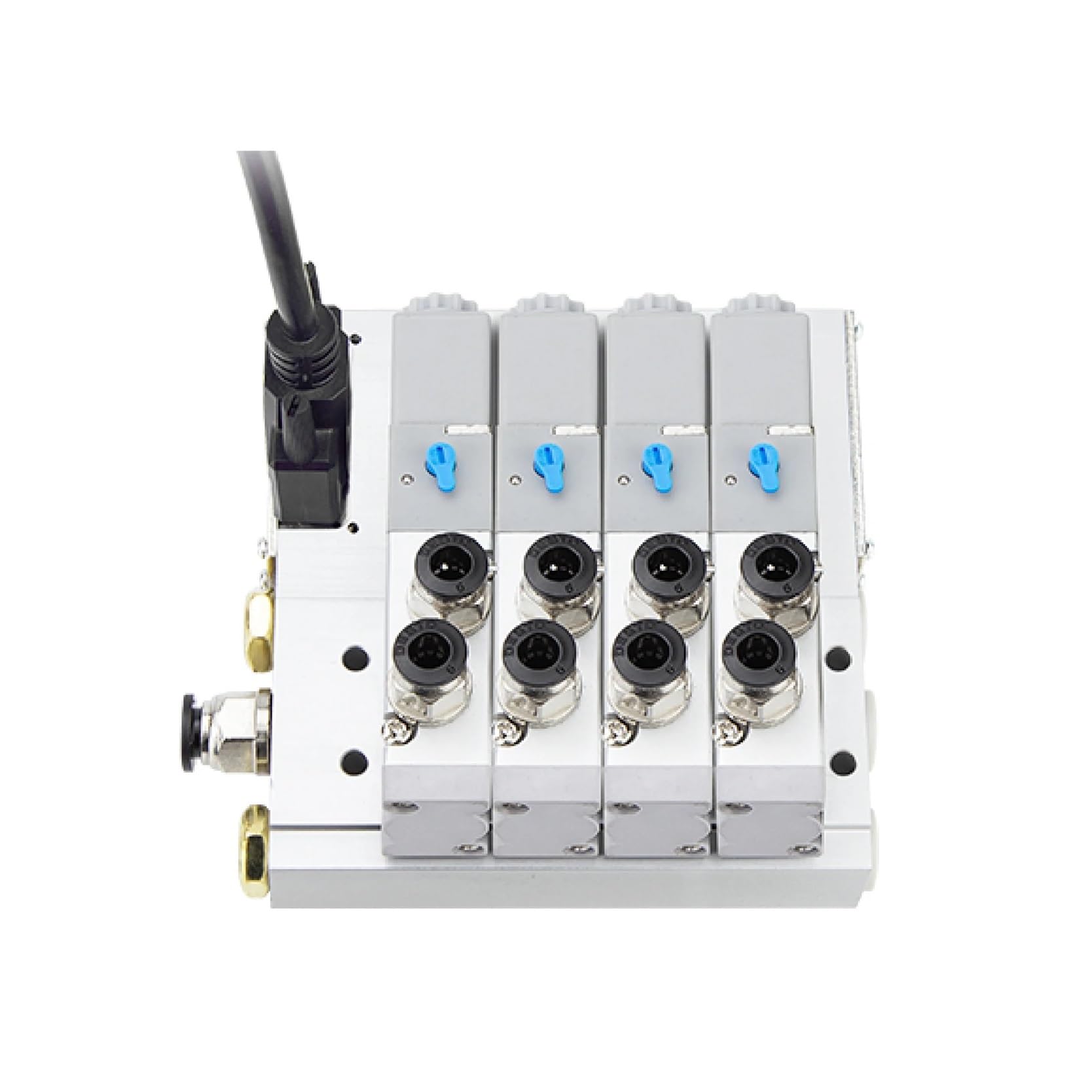 Base de válvula solenoide Base de colector de electroválvula neumática 4V110, 4-14 estaciones, 24 V, puerto de 1/8'' con tornillos de junta(4V110-13)