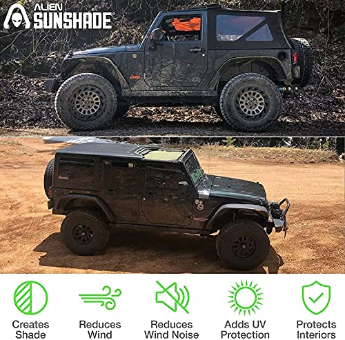 Alien Sunshade Jeep Wrangler Jk & Jku (2007-2018) – Front Mesh Sun Shade For Jeep Jk Unlimited - Blocks Uv, Wind, Noise - Bikini Jkini Top Cover For Sport, Sport S, Sahara, Rubicon (Black) #TOP3