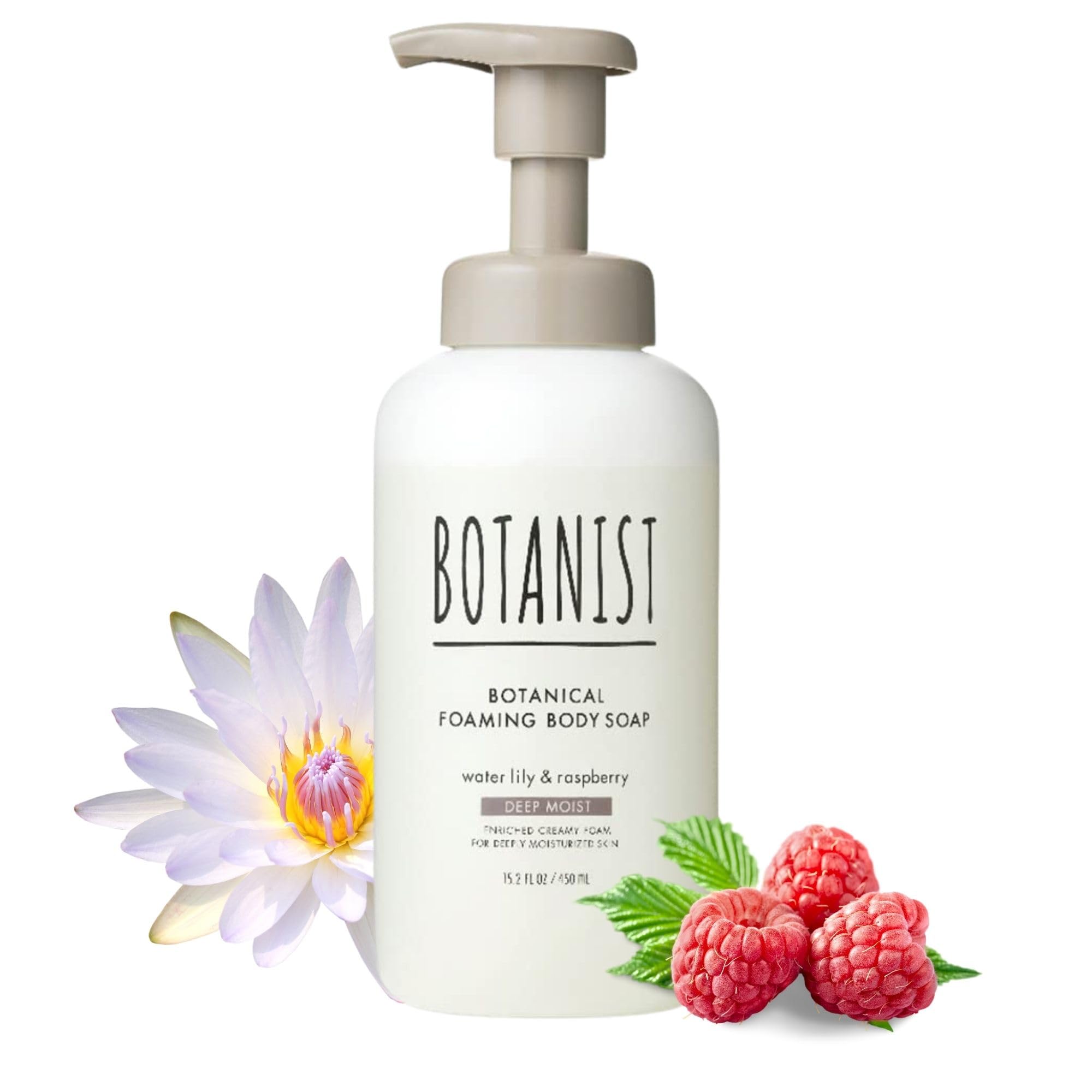 BotanistShea Butter Body Wash for Women & Men, Foaming Body Wash for Sensitive Skin with Coconut Oil & Almond Extract, Sulfate & Paraben Free Whipped BODY WASH from Japan 15.2 Fl Oz LILY & RASPBERYY
