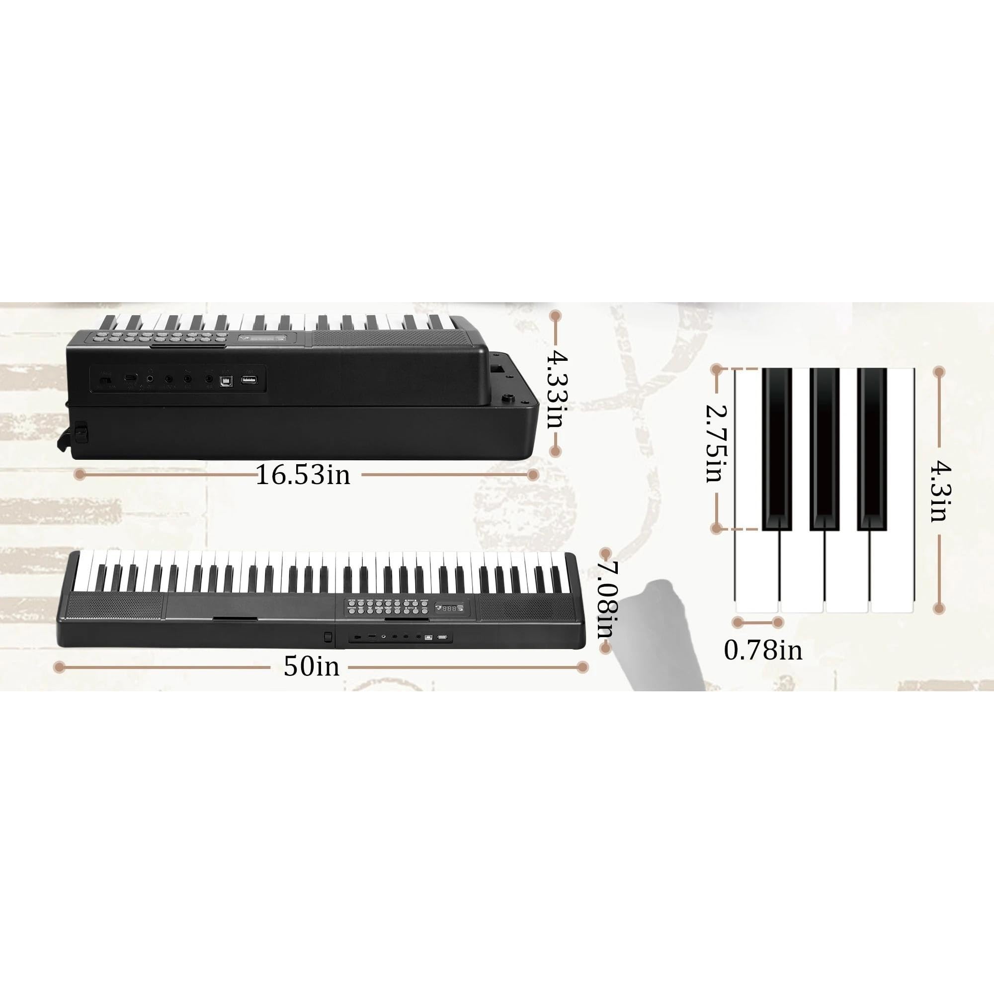 Pianino Elektroniczne Pianino Przenośne Składane Dla Początkujących 61 Klawiszy 1000 Tonów 150 Utworów Demonstracyjnych