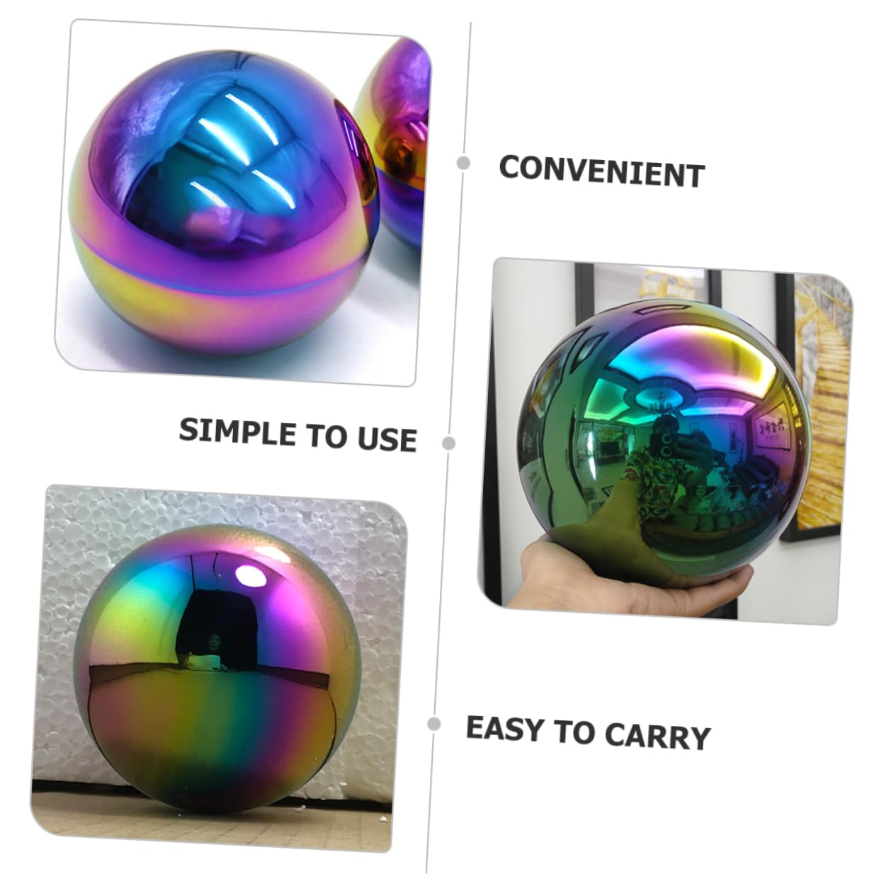 TOYANDONA Bola de Observación de Acero Inoxidable Reflectante para Jardín y Exteriores, Juego de 3 Piezas (15 Cm, 12 Cm, 10 Cm), Decoración Hueca Pulida para Patio y Césped