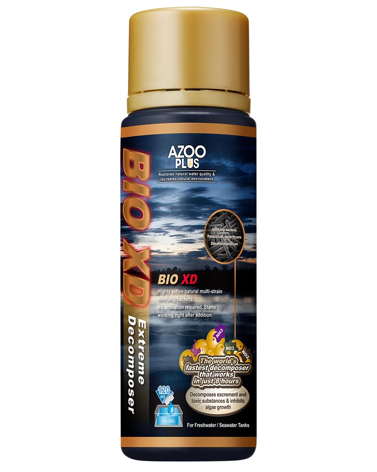 AZOOPLUS BIO XD Extreme Decomposer Nitrifying Bacteria for Freshwater and Saltwater Fish Tank 4.05 Ounces