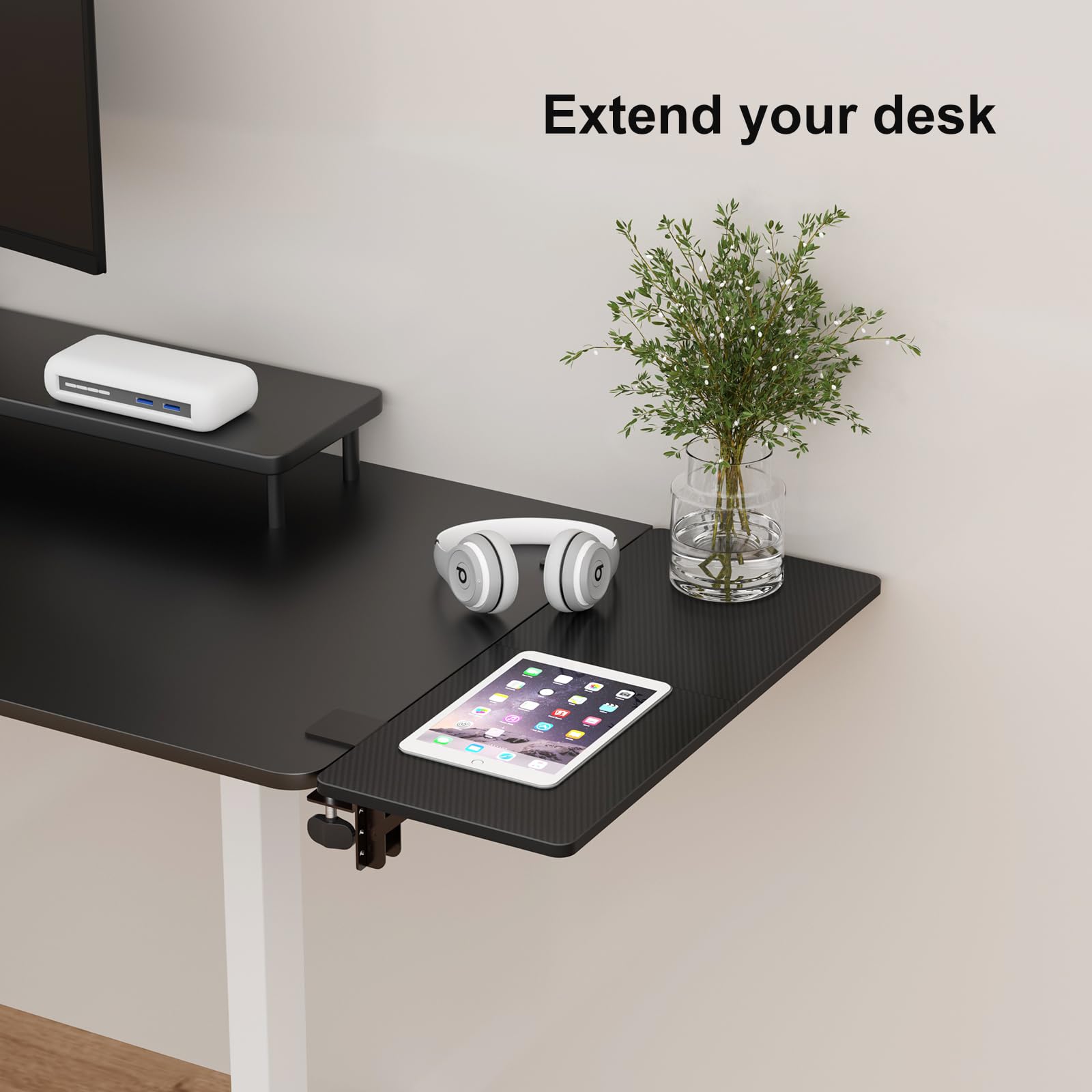 suptek Plateforme d'extension de Bureau, Plateau d'extension de Bureau Ergonomique, Extension de Bureau à Pince 240 x 600 mm, Plate-Forme de Plateau de Clavier Pliable, Adaptée aux Bureaux, DSF3L