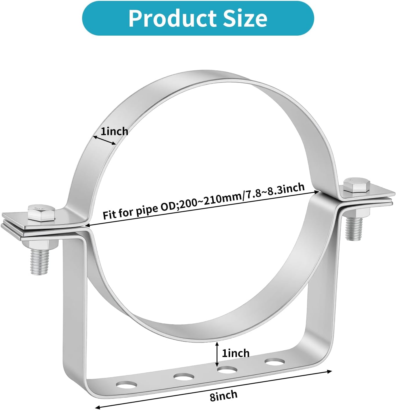 2Pcs 8 inch Adjustable Vent Wall Strap, Heavy Duty Stainless Steel Chimney Pipe Support Bracket, B Vent Wall Bracket, Round Split Ring Vent Pipe Strap