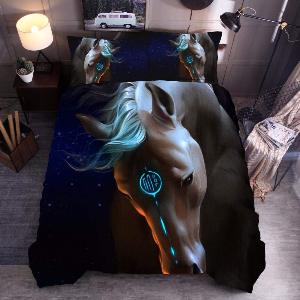 Housse de couette cheval noir de qualité supérieure 200x230