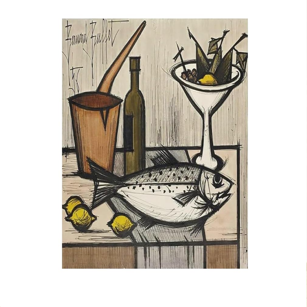 Peinture murale Bernard Buffet estampe nature morte rétro pour habiller un mur nu