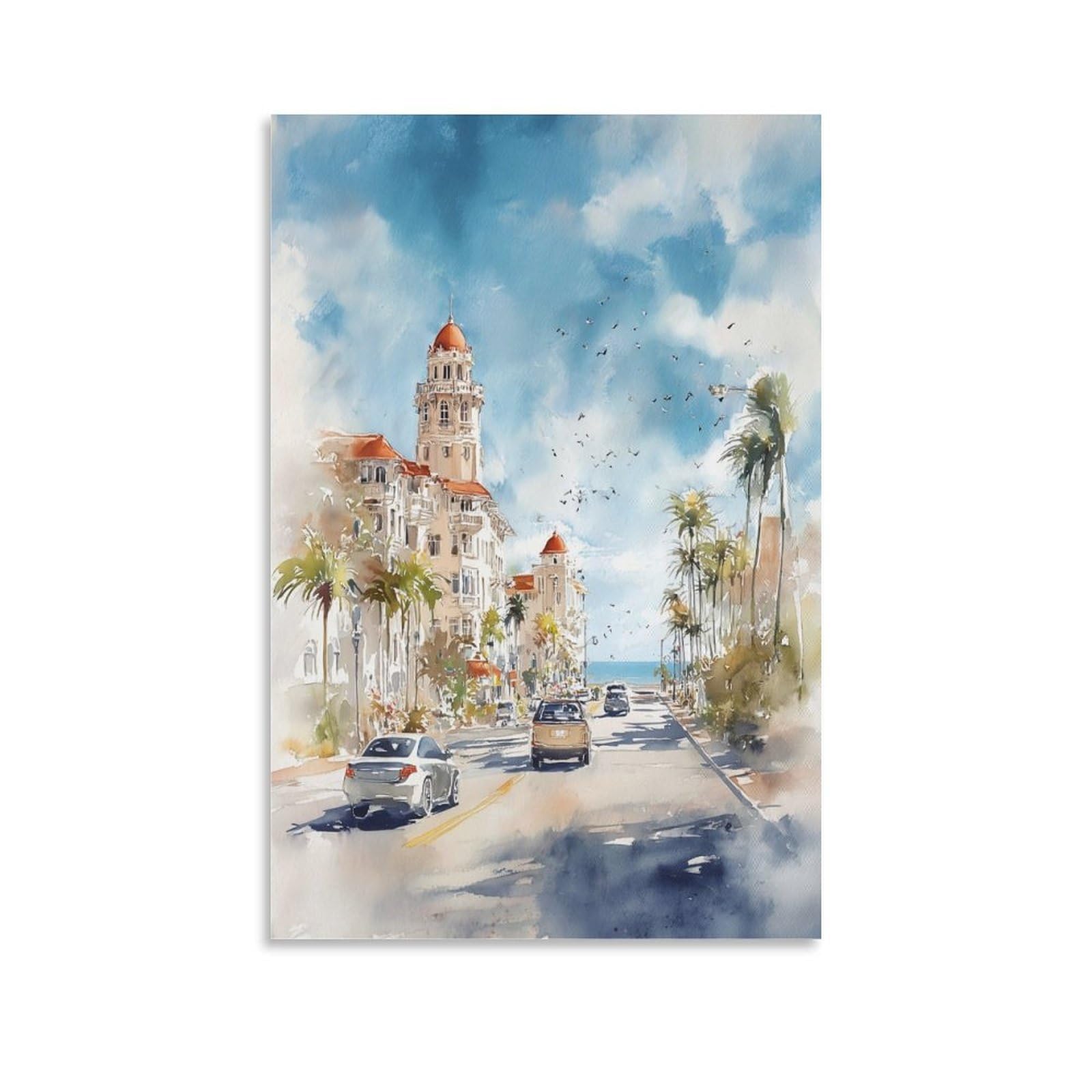 XWYMXZ Florida Flower Market Watercolor Painting Blossom Botanical Poster 20x30inch(50x75cm) Vintage Watercolor Canvas Art