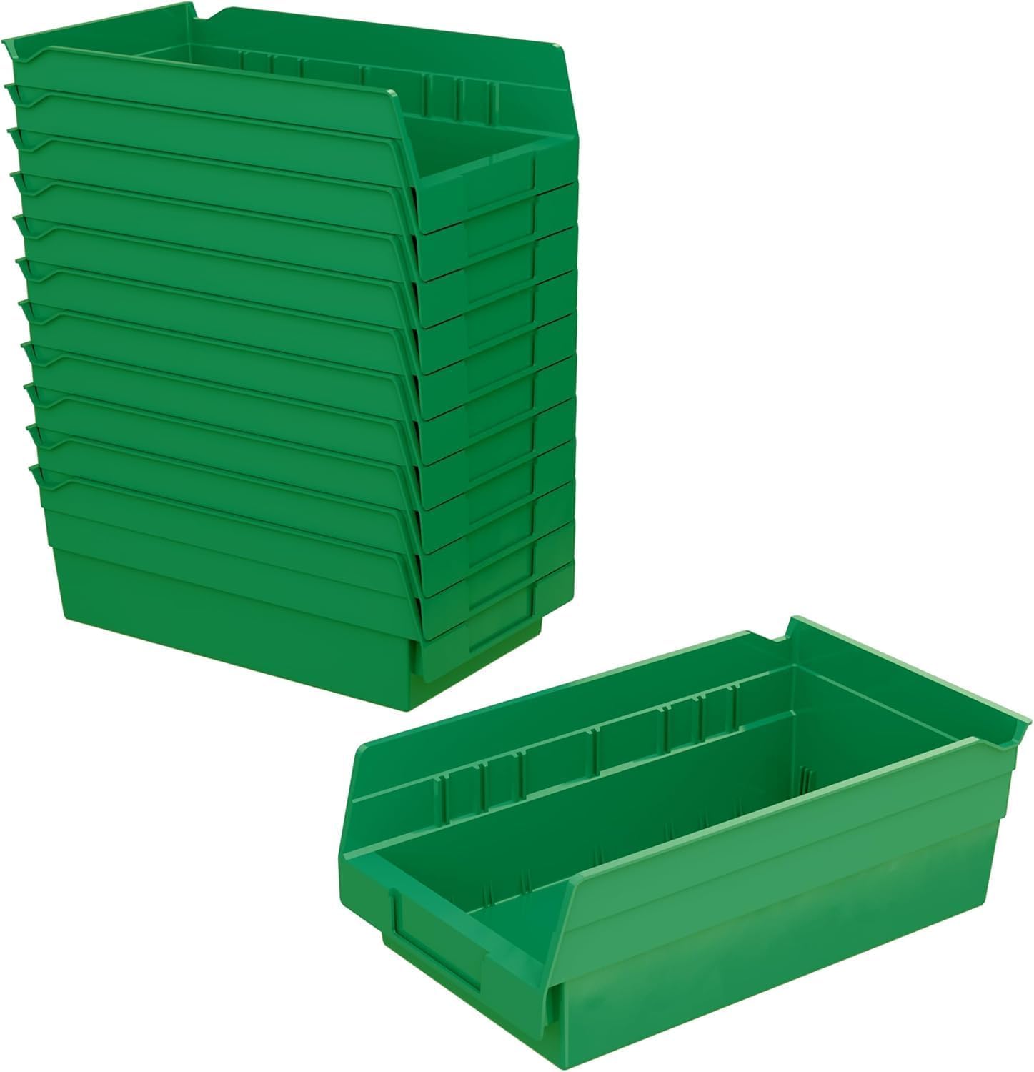 Akro-Mils 30130 12-Inch by 6-Inch by 4-Inch Plastic Nesting Shelf Bin Box, Green, Case of 12