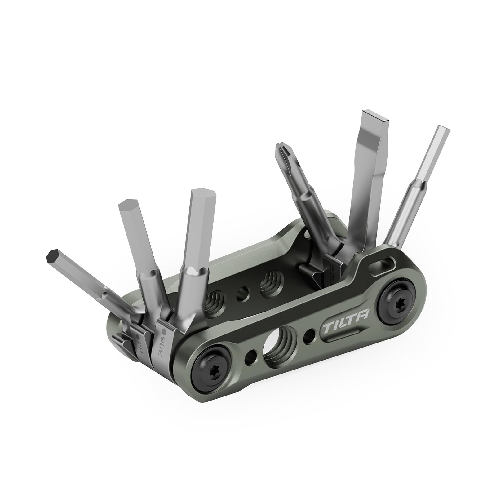 Tilta Kit di mini utensili multifunzionali, set di utensili pieghevoli 6 in 1 con 6 chiavi specifiche, strumento per fotocamera per lo smontaggio di apparecchiature - Verde abete TA-MMT-SG