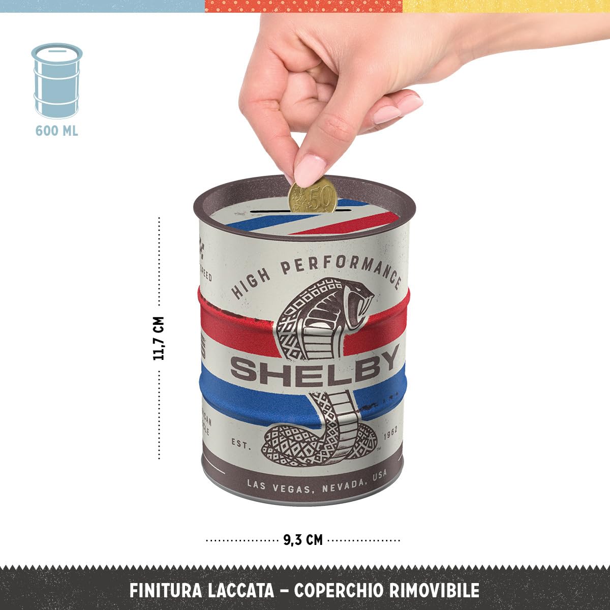 Salvadanaio Vintage Fusto Olio Premium Gasoline E Motore, H12cm, Regalo Originale Per Collezionisti E Meccanici