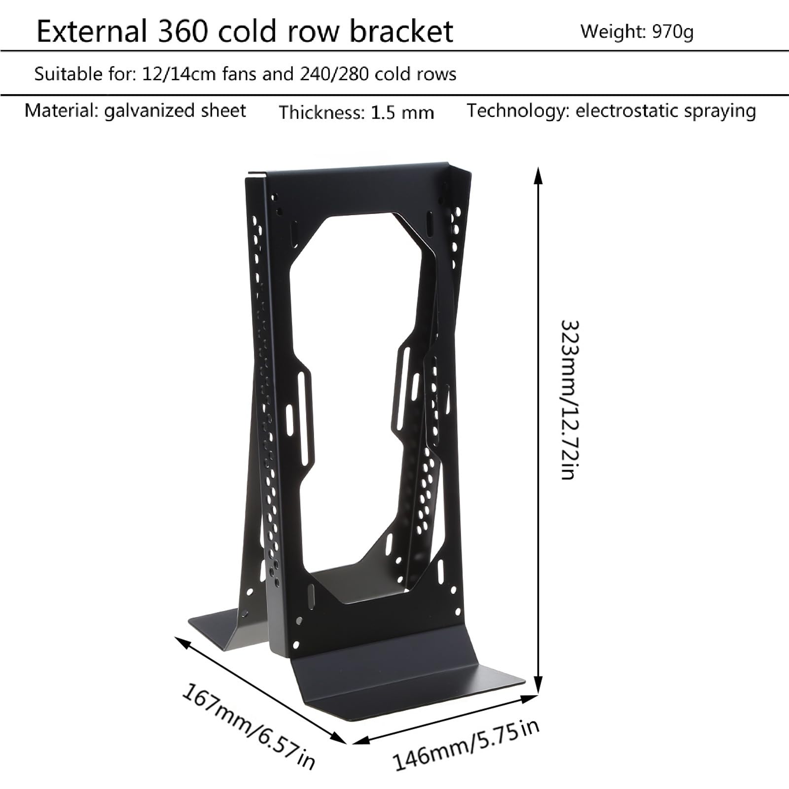 Base externa de refrigeración por agua para computadora ITX y funda para laptop, soporte de radiador de 240 mm/360 mm, soporte de refrigeración multifuncional con ventilador compatible con escritorio